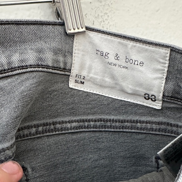 Rag & Bone Men's Washed Gray Slim Jeans - Picture 4 of 7